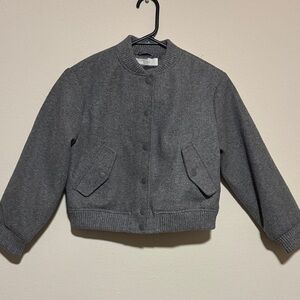 H&M gray cropped bomber jacket